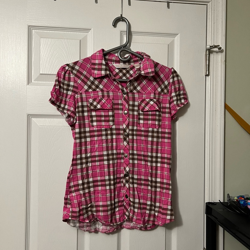 Pink Plaid Kids Shirt